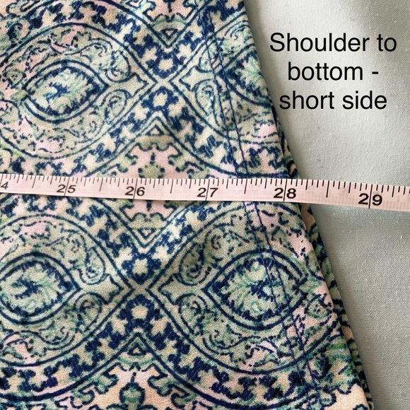 Raffaella Women’s Blue/Green Print Asymmetrical Tank Top - Picture 9 of 10